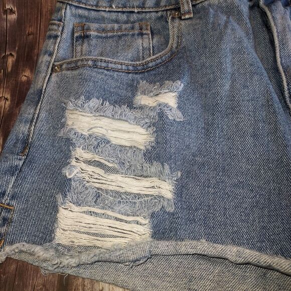 PacSun Blue Distressed Jean Shorts - Picture 11 of 12